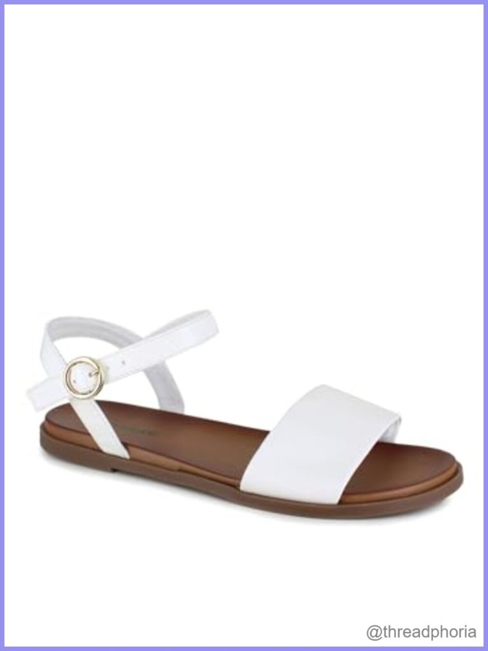 Faux Leather Slingback Flat Sandal with Buckle Closure